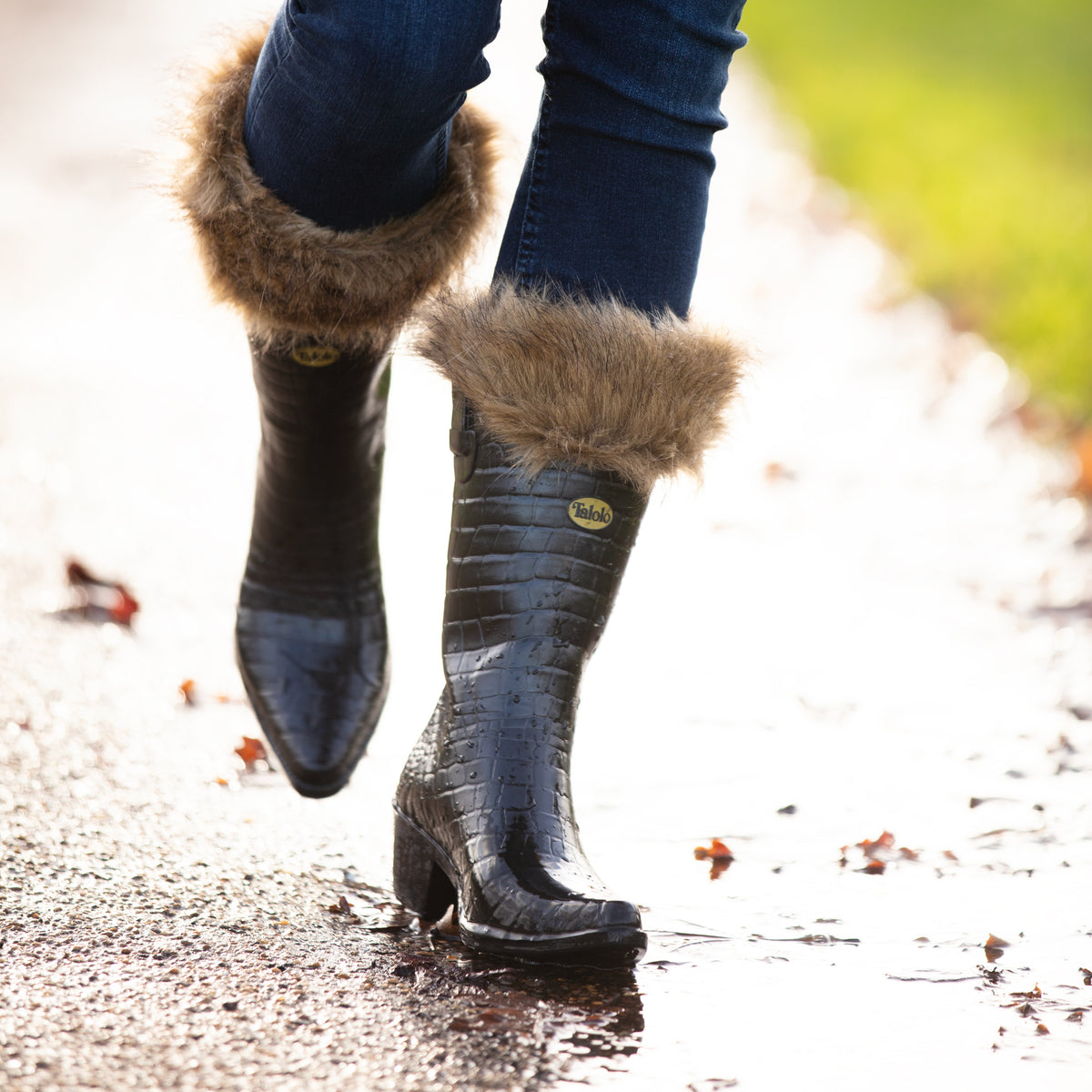 fur top boot socks